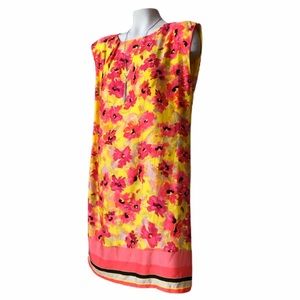 10 LOFT yellow/pink bright floral spring dress